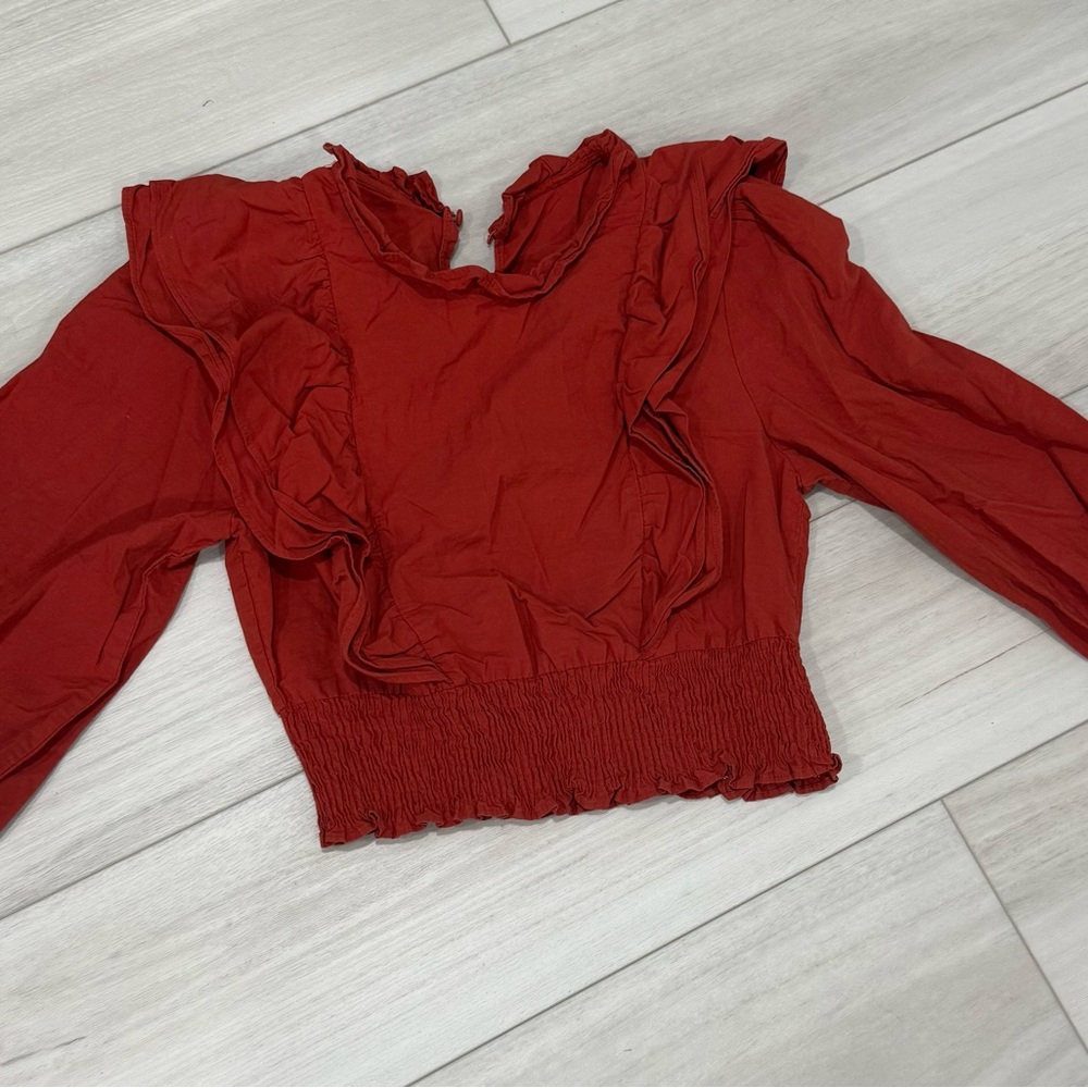 Zara Terracotta Ruffled Blouse - Picture 3 of 3
